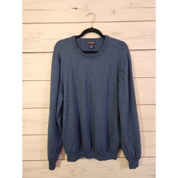Brooks Brothers Men's Blue Crew Neck Long Sleeve Pullover‎ Sweater Wool Size XL - Picture 1 of 6